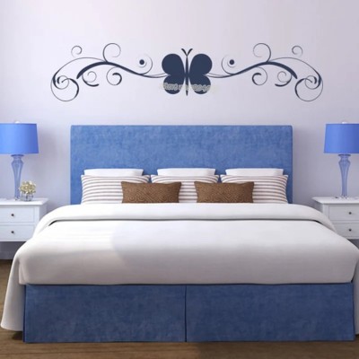 SnappyVinyl 20 cm Butterfly Swirl Wall Sticker Bedside Headboard Self Adhesive Sticker(Pack of 1)