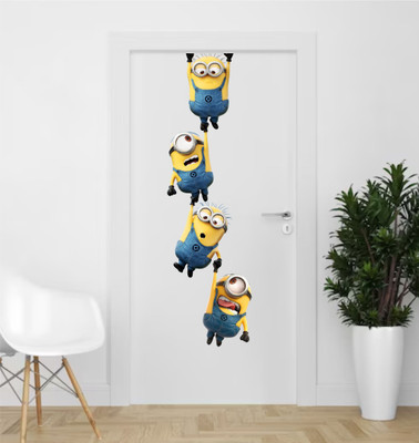 Azan Creation 25.4 cm Hanging Minions Wall Sticker for Bedroom Size - 25X116 CM Self Adhesive Sticker(Pack of 1)