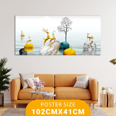 Bnezz 100 cm Wallpaper For Walls Marble Deer Wall Stickers For Bedroom Wall Posters Big Size Self Adhesive Sticker(Pack of 1)