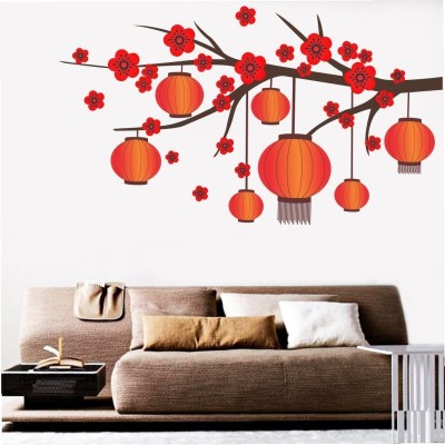 WINNING CRAFT 67 cm Chinese Lamps with Branch Wall Sticker Self Adhesive Sticker(Pack of 1)