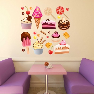 classyclothes 49 cm Classy Cup Cakes Wallsticker Self Adhesive Sticker(Pack of 1)