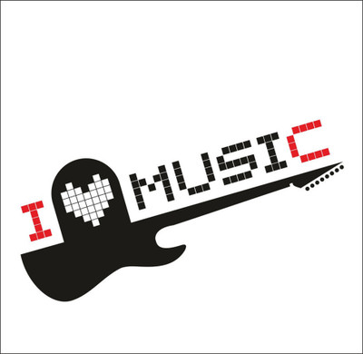 Vijaya enterprises 24 inch I Love Music Wall Sticker For Livingroom|Bedroom Office Home Size 43x24 inch Self Adhesive Sticker(Pack of 1)