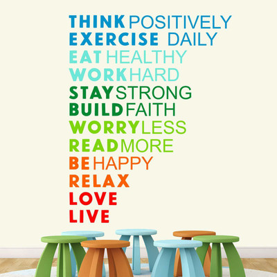 stylishdecor 80 cm m...think posotively exercise Self Adhesive Sticker(Pack of 1)