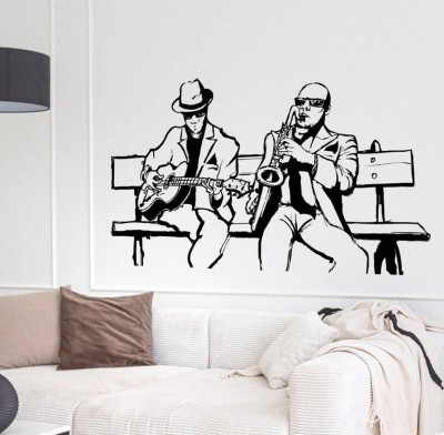 Xskin 27 cm Jazz Band Music Wall Sticker PVC Vinyl Self Adhesive Sticker(Pack of 1)