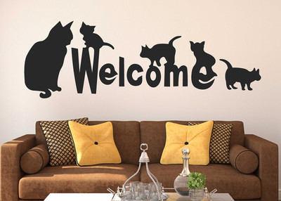 Tuffuk 115 cm Welcome Cat Self Adhesive Sticker(Pack of 1)