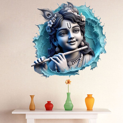 LAKSHIT ENTERPRISES 50 cm little krishna god Krishna lord krishna Wall Sticker For Kids Room Living Room Self Adhesive Sticker(Pack of 1)