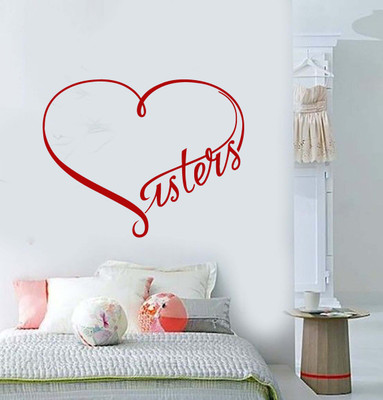 SnappyVinyl 42 cm Word Lettering Love Heart Easy to apply Wall Sticker Self Adhesive Sticker(Pack of 1)