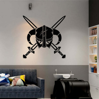 SnappyVinyl 33 cm And Swords Fantasy Warrior Self Adhesive Sticker(Pack of 1)