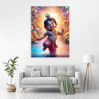 Zrintly 91 cm Cute Baby Krishna (Posters-24Inch X 36Inch) Self Adhesive Sticker(Pack of 1)