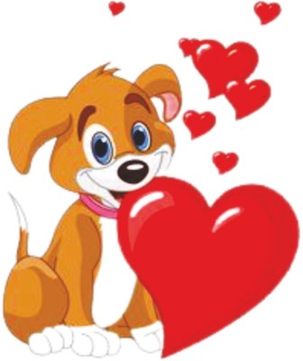 Vijaya enterprises 55 cm Dog Have Fun With Red Heart Magnetic Sticker (Pack of 1) Self Adhesive Sticker(Pack of 1)