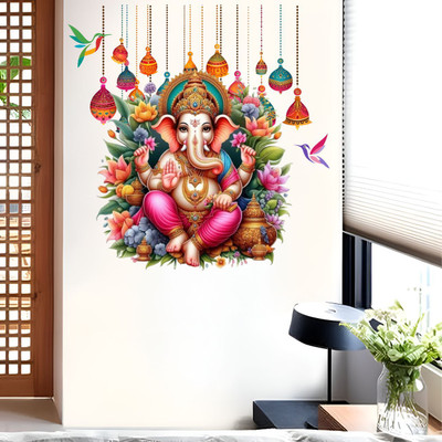 Vaishali Creation 12 inch decorative the god of ganesha wall sticker for home decor Reusable Sticker(Pack of 1)
