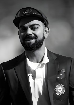 Dumdic 30 cm Black And White Virat Kohli A4 Strong Self Adhesive Sticker(Pack of 1)