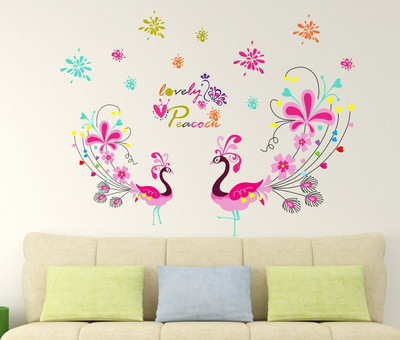 MIIKOR 100 cm Peacock | Non-Reusable Stickers Self Adhesive Sticker(Pack of 1)