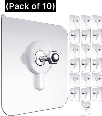 Radha Pack of 10 Nail Free Wall Screw Adhesive Non-Trace No Drilling Hook 10(Pack of 1)