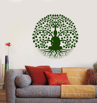 SnappyVinyl 30 cm Buddha Buddhism Bodhi Tree Self Adhesive Sticker(Pack of 1)