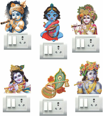 Riditcreation 30 cm Shree Krishna Self Adhesive Sticker(Pack of 1)