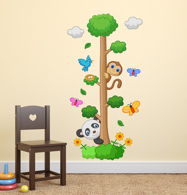 MIIKOR 140 cm Monkey & Panda | Non-Reusable Stickers Self Adhesive Sticker(Pack of 1)