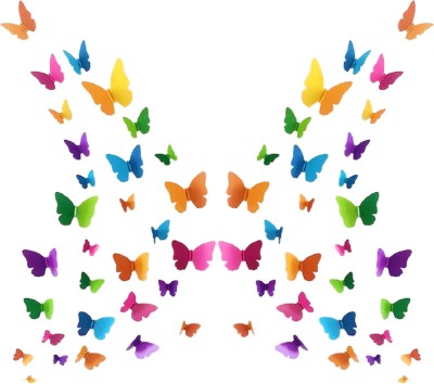 JAAMSO ROYALS 60 cm Multicolor 3D Butterfly Wall Sticker Removable Sticker(Pack of 2)