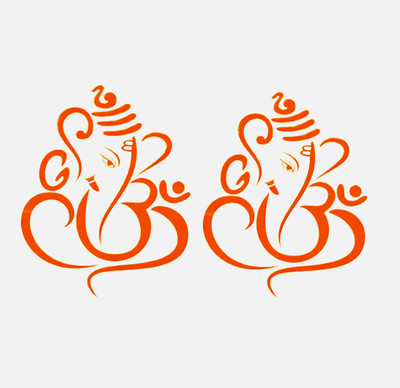 Printlive 10 cm Lord Ganesh Vinyl Decal Sticker Hindu God Wall/Car Self Adhesive Sticker(Pack of 2)