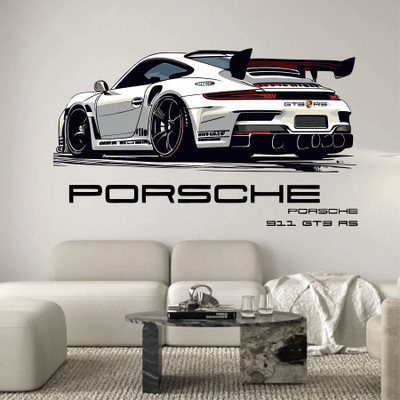 WallBiirds 60 cm Porche 911 GT3 RS Supercar Cool wall sticker Self Adhesive Sticker(Pack of 1)