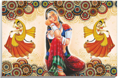 surmul 18 inch Rajasthani Artwork Indian Heritage & Beauty Living Room, Bedroom Self Adhesive Sticker(Pack of 1)