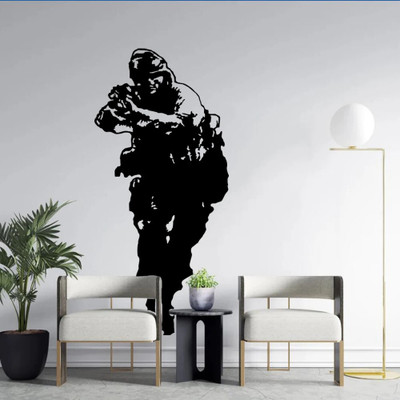 SnappyVinyl 80 cm Solider Army Weapon Self Adhesive Sticker(Pack of 1)