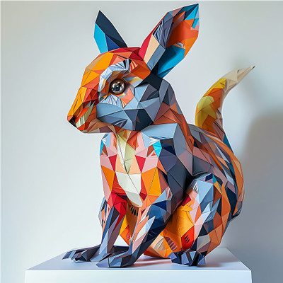 SoFFXia 18 inch Pademelon_Origami 3D Animals Decorative Wall Sticker for Home, Living Room Self Adhesive Sticker(Pack of 1)