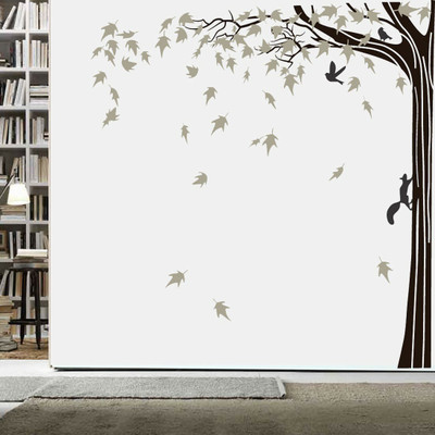 walkart 2.54 cm falling of trees with bird and squirrel Removable Sticker(Pack of 1)