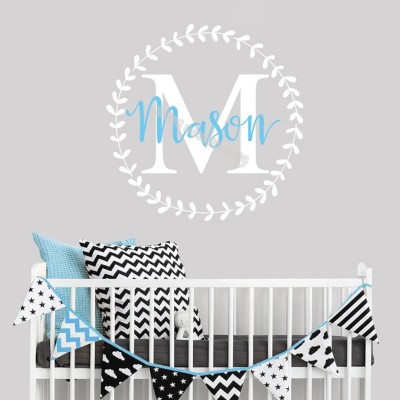 SnappyVinyl 42 cm Child Baby initial Custom Name Wall Sticker Self Adhesive Sticker(Pack of 1)