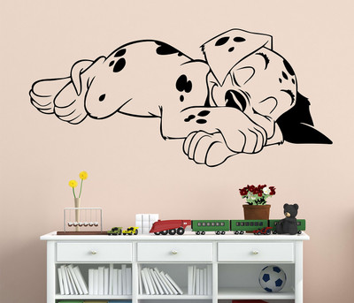 WALLSTICK 85 cm Sleeping Cute Puppy Removable Sticker(Pack of 1)