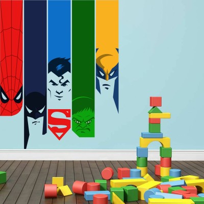 Art Kafe 56 cm Spiderman , Superman Wall Sticker Self Adhesive Sticker(Pack of 1)