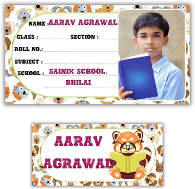 AanyaCentric 10 cm Notebook Name Slip(9.7cm x 5.2cm) and Name Tags(7cm x 3.3cm) Self Adhesive Sticker(Pack of 49)