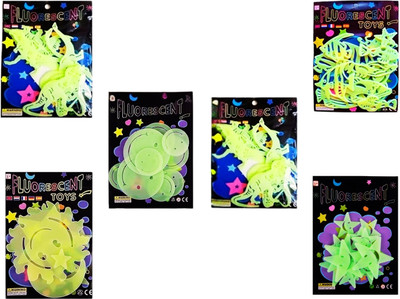 Kartual 5 cm Party Return Gift Kids Glow Star & Moon Stickers-6 Glow in the Dark Sticker(Pack of 6)