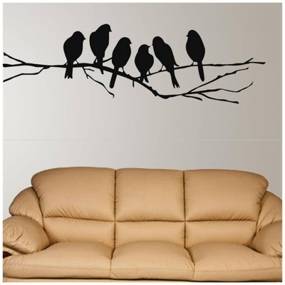 InkHex 115 cm Birds Seating on Tree Branch Wall Sticker Self Adhesive Sticker(Pack of 1)