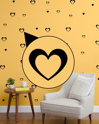WALLDESIGN 4.318 cm Heart Wall Pattern Black Set of 84 Self Adhesive Sticker(Pack of 1)