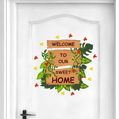 stylishdecor 60 cm m...sweet home to welcome Self Adhesive Sticker(Pack of 1)