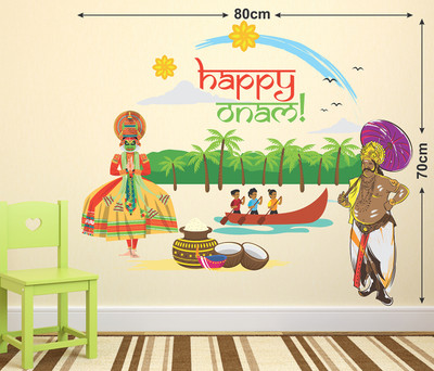 WALL STICKS 76.2 cm HAPPY ONAM WALL STICKER Self Adhesive Sticker(Pack of 1)