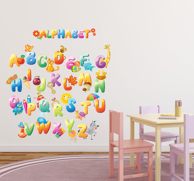 HAPPYSTICKY 70 cm Alphabets Removable Sticker(Pack of 1)