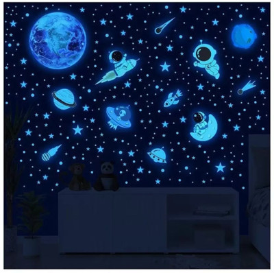 wonderful creation 17.78 cm Night Glowing Star in the dark for Roof & Wall with Pack of (5 Sheets) Glow in the Dark Sticker(Pack of 6)