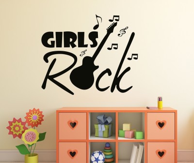 LANSTICK 45 cm Girl rock wallsticker Self Adhesive Sticker(Pack of 1)