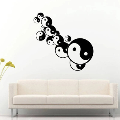 SnappyVinyl 57 cm Yin Yang Balance Self Adhesive Sticker(Pack of 1)
