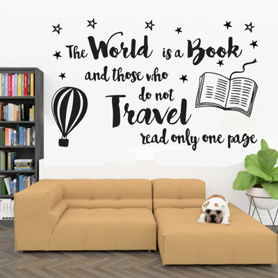 SnappyVinyl 85 cm Reading Book Travel World Self Adhesive Sticker(Pack of 1)