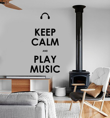 Xskin 27 cm Keep Calm And Play Music Guaranteed Quality Wall Sticker PVC Vinyl Self Adhesive Sticker(Pack of 1)
