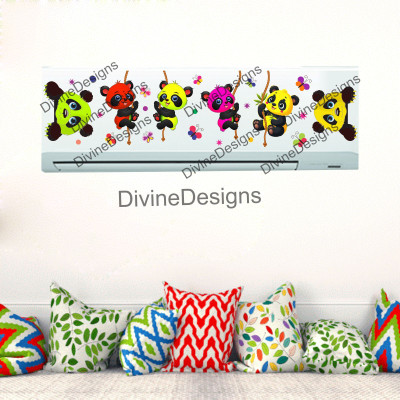 DivineDesigns 23 cm Colorful Panda AC Sticker Self Adhesive Sticker(Pack of 1)