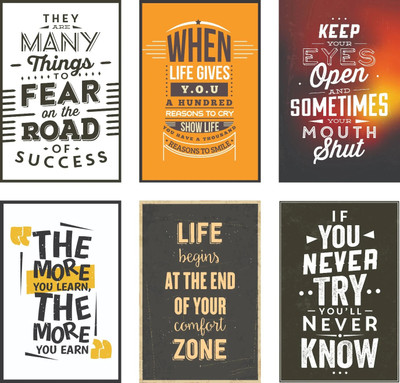 MANIAL 48 cm Pack of 6 Motivational Stickers and Inspirational Quotes for Office and Home Self Adhesive Sticker(Pack of 6)