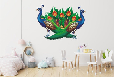 parth decor 61 cm Beautiful Peacock WALL Sticker Self Adhesive Sticker(Pack of 1)