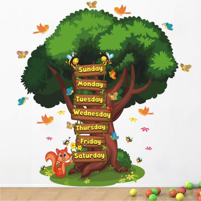 WALMORA 120 cm Days Of The Week - Names - 7 Days - Kids Learning - Wall sticker - WM 165 Self Adhesive Sticker(Pack of 1)