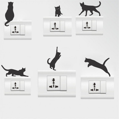 SnappyVinyl 25 cm Playing cat Self Adhesive Sticker(Pack of 1)