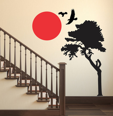 MIIKOR 100 cm Tree | Non-Reusable Stickers Self Adhesive Sticker(Pack of 1)