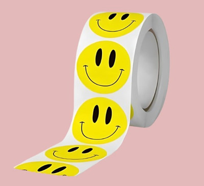 SWARUPNIDHI 2.5 cm Decorative Smiley Sticker Roll + 10m Tape for Arts, Classroom, Journaling Self Adhesive Sticker(Pack of 500)